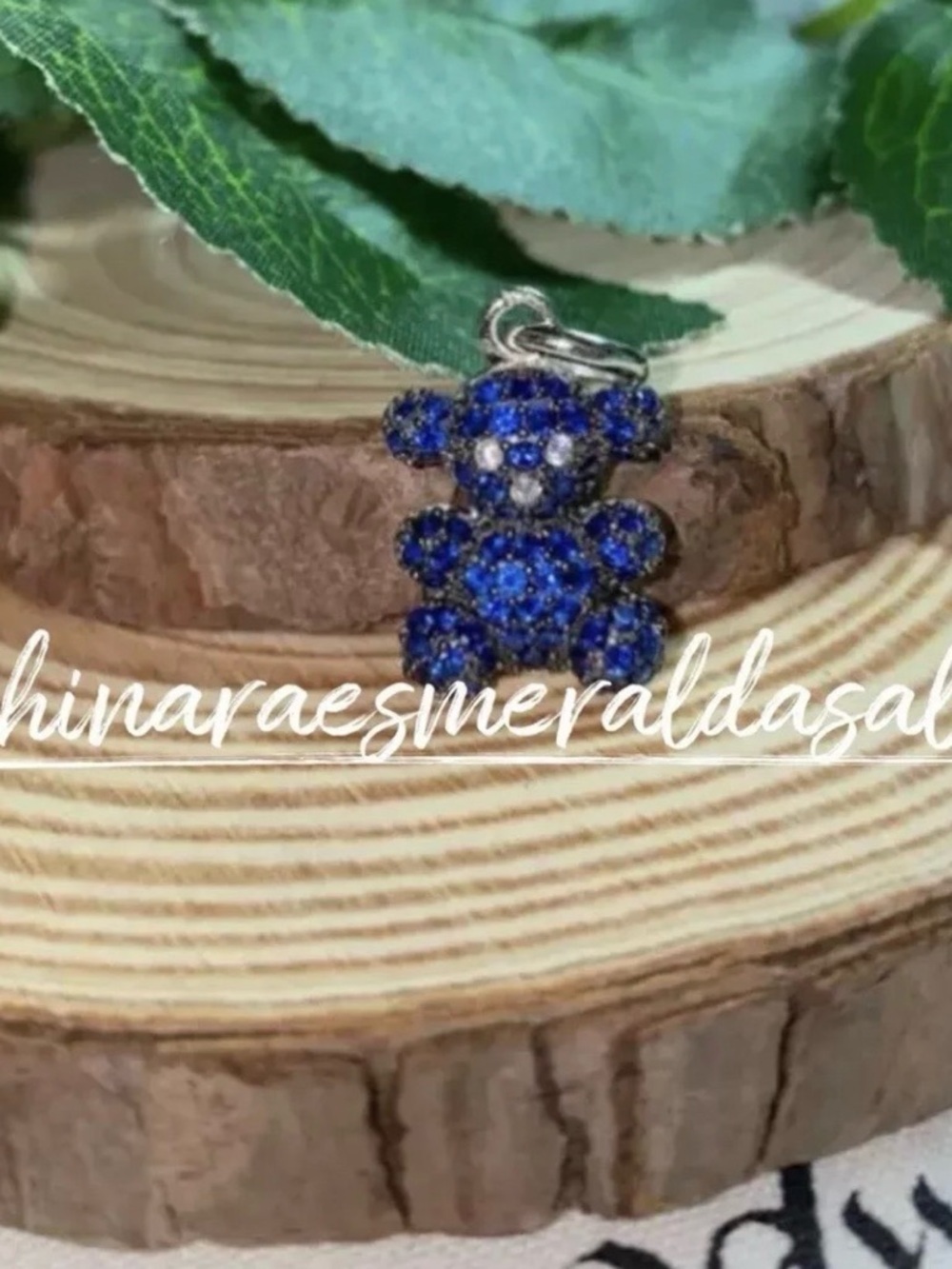 Christmas2009 discontinued Sparkling Blue Crystal Teddy Bear Pendant